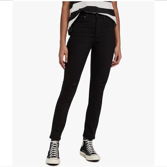 AG Adriano Goldschmied Alexxis jeans slim straight black denim distressed new 31 - Picture 1 of 9